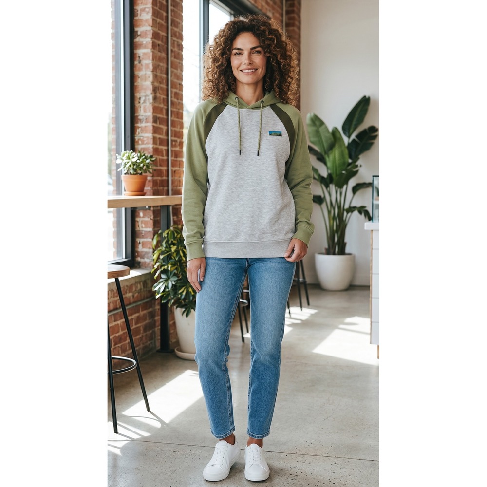 Jack & Jones Core Mens Raglan Hoodie Grey‎ Olive Green Colorblock Sweatshirt M